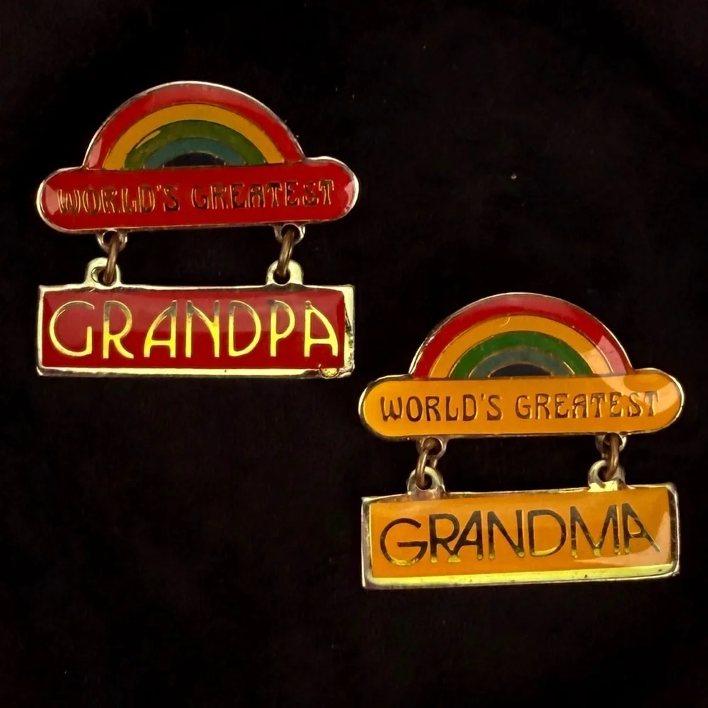 World's Greatest Grandpa and Grandma Brooch Pins